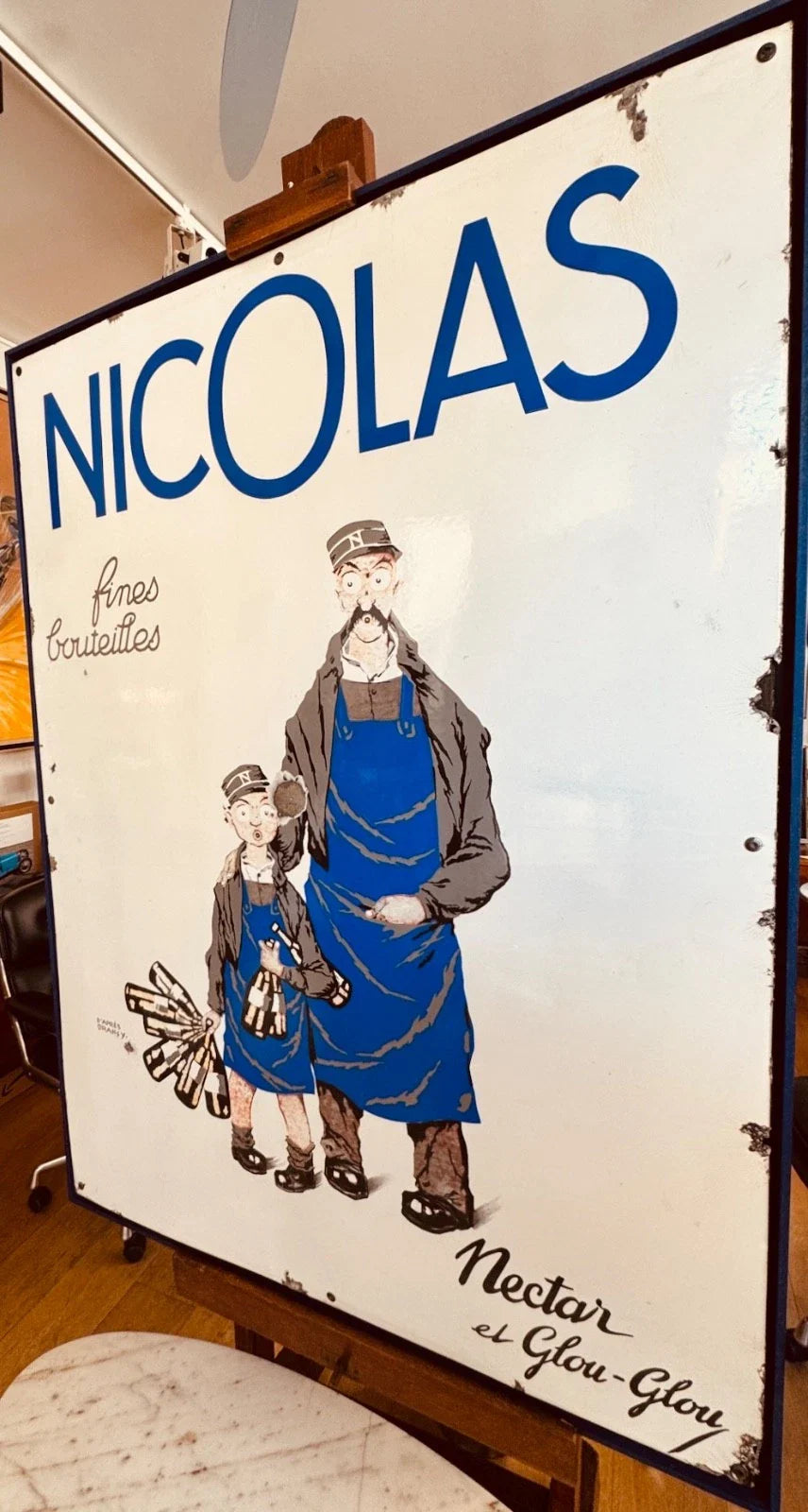 Plaque émaillée ancienne « NICOLAS – Nectar et Glou-Glou » – vers 1927