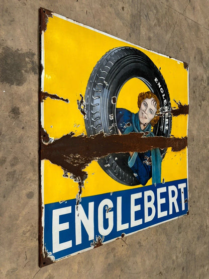 Plaque émaillée ancienne rare – Englebert