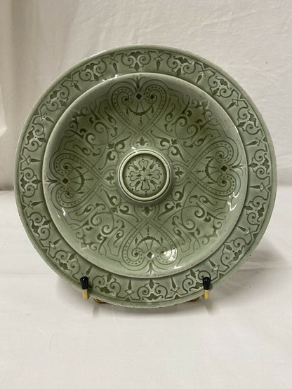 ASSIETTE CÉRAMIQUE ÉMAILLÉE VERT CÉLADON