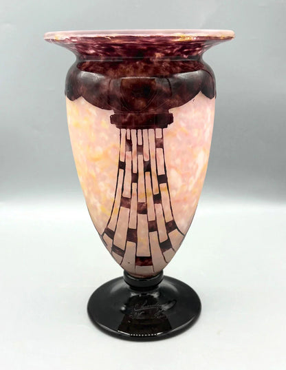VASE PATE DE VERRE ART DECO "COLLIERS" SCHNEIDER LE VERRE FRANCAIS 1930