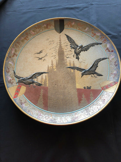 Rare grand plat grès émaillé Victor KREMER 1895