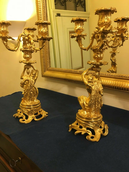 Paire de Candélabres Bougeoirs Louis XV XIXème siècle