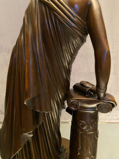 Superbe  sculpture XIXe Sapho debout  Bronze patiné daté 1848