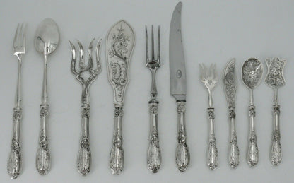 Coffret de 10 pièces de service argent massif Minerve