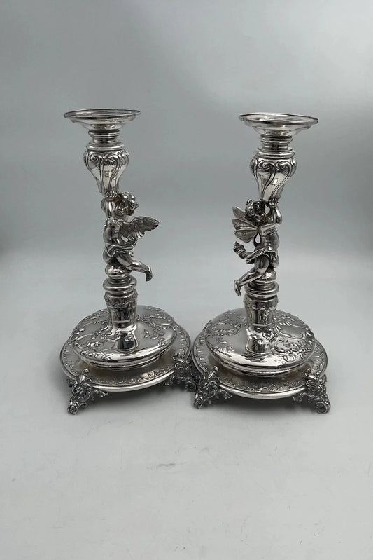 Paire de bougeoirs en argent Allemand