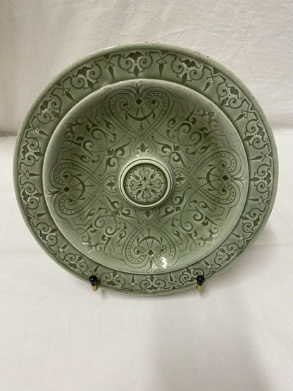 ASSIETTE CÉRAMIQUE ÉMAILLÉE VERT CÉLADON