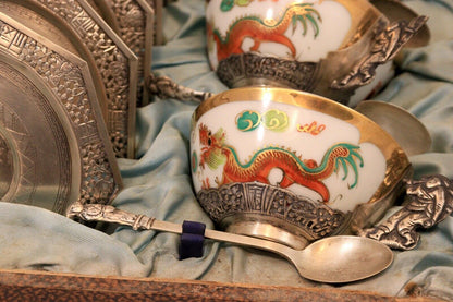 Service à thé argent porcelaine argent 1900