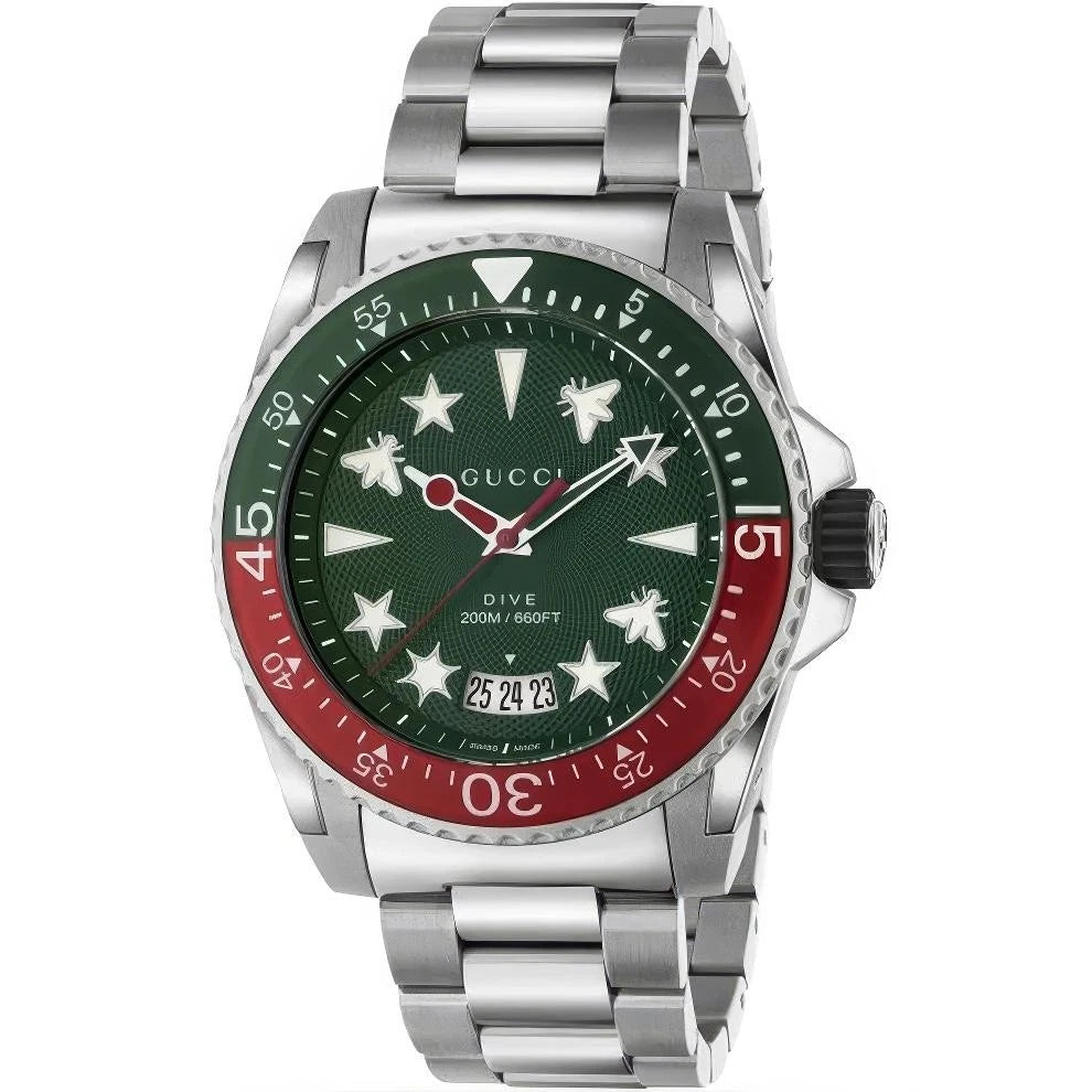 Gucci Dive YA136222 – Montre Homme – Quartz – Cadran Vert – 45 mm
