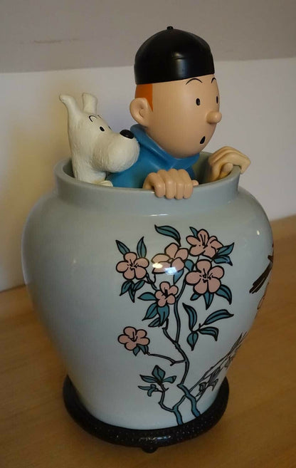 Rare set complet Potiche Tintin Lotus Bleu moulinsart 2011