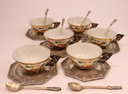 Service à thé argent porcelaine argent 1900
