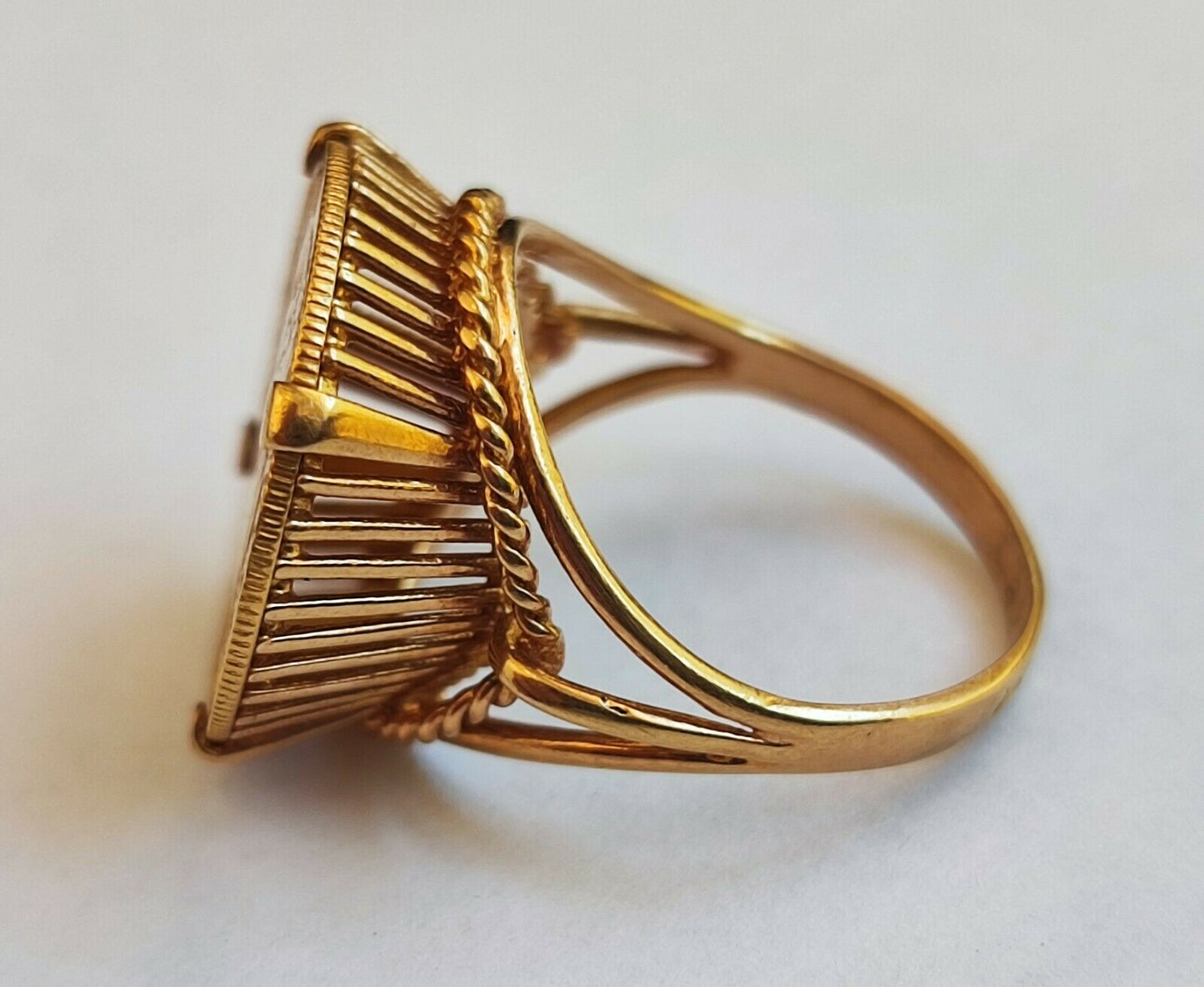 BAGUE CHEVALIÈRE OR 18 K PIECE 10 FRANCS OR NAPOLÉON III 1866