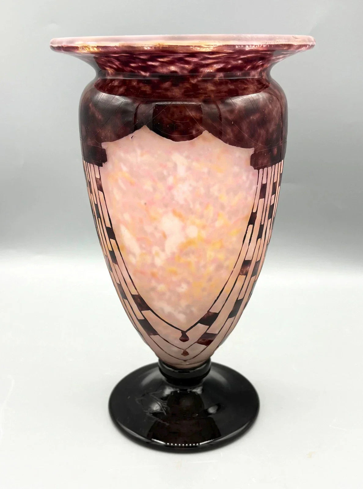 VASE PATE DE VERRE ART DECO "COLLIERS" SCHNEIDER LE VERRE FRANCAIS 1930