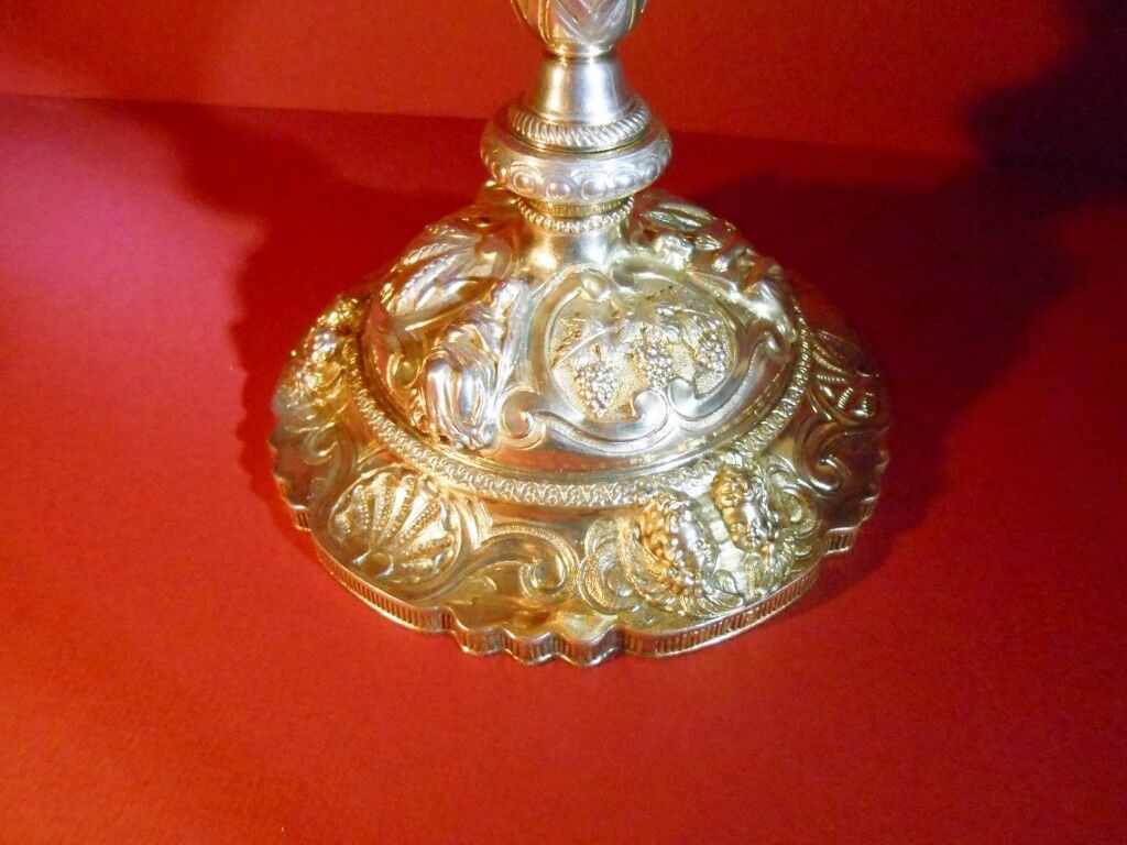 Calice catholique ciboire vermeil argent style Louis XV