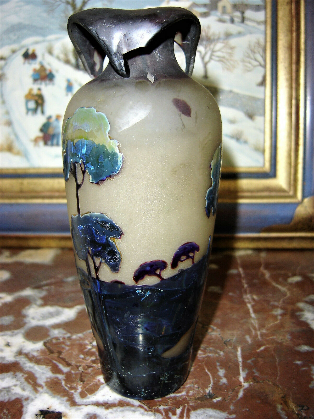 Vase Muller fluogravures art nouveau