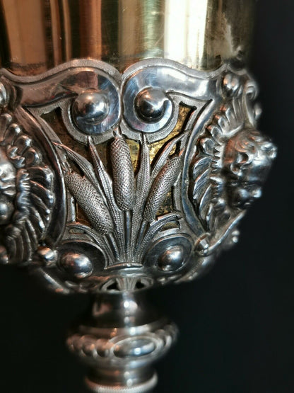 Ancien calice en argent massif et vermeil