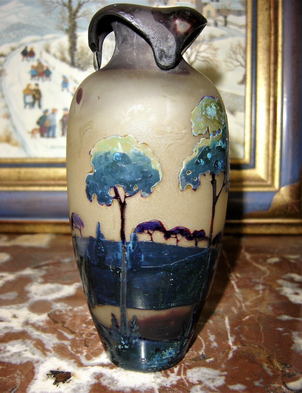 Vase Muller fluogravures art nouveau