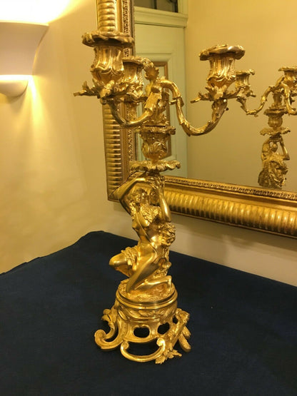 Paire de Candélabres Bougeoirs Louis XV XIXème siècle