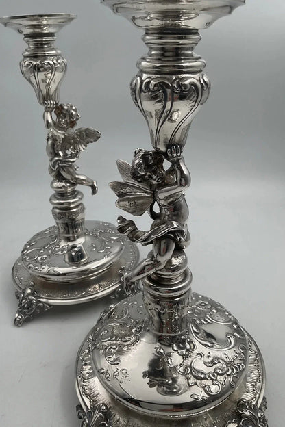 Paire de bougeoirs en argent Allemand