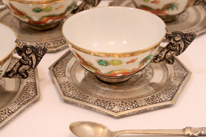 Service à thé argent porcelaine argent 1900