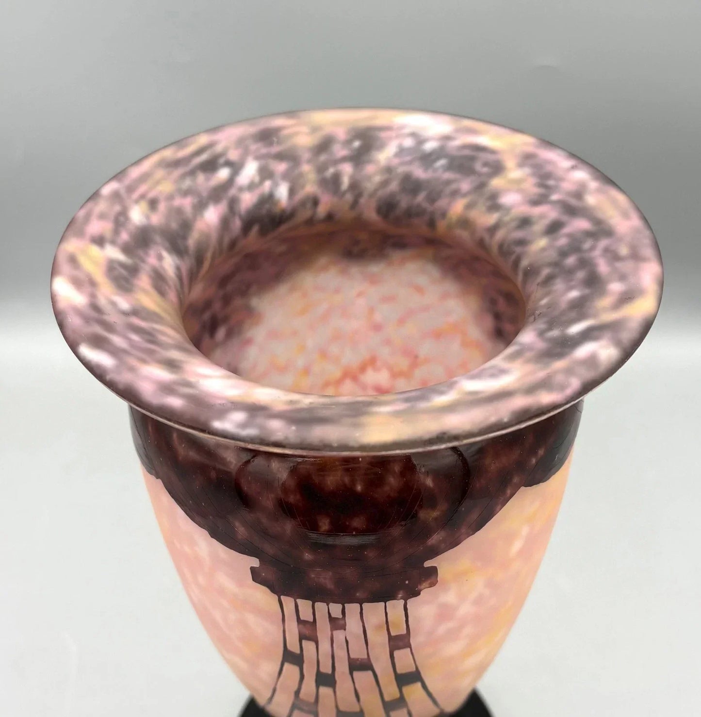 VASE PATE DE VERRE ART DECO "COLLIERS" SCHNEIDER LE VERRE FRANCAIS 1930