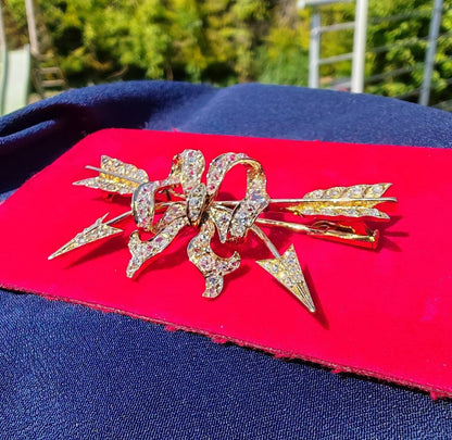 Ancienne broche pendentif en or et diamants