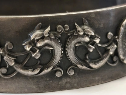 Bracelet argent massif décor chimère dragon