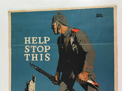 Affiche original propagande américaine Adolph Treidler Allemagne 1915