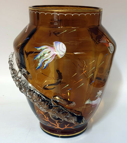 Vase cylindrique en verre émaillé