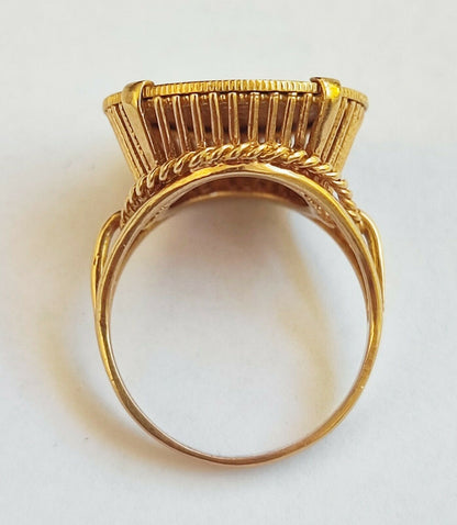 BAGUE CHEVALIÈRE OR 18 K PIECE 10 FRANCS OR NAPOLÉON III 1866