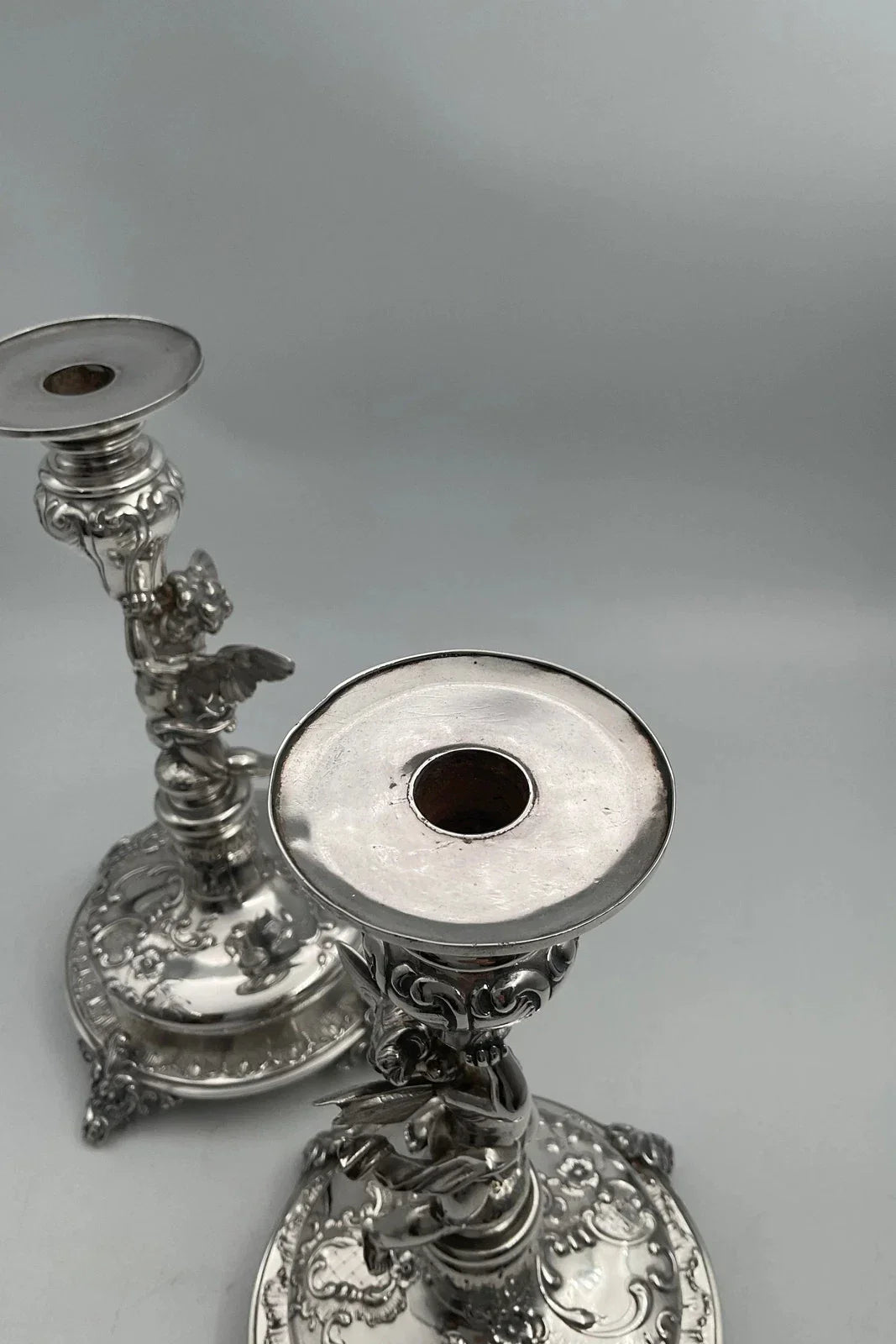 Paire de bougeoirs en argent Allemand