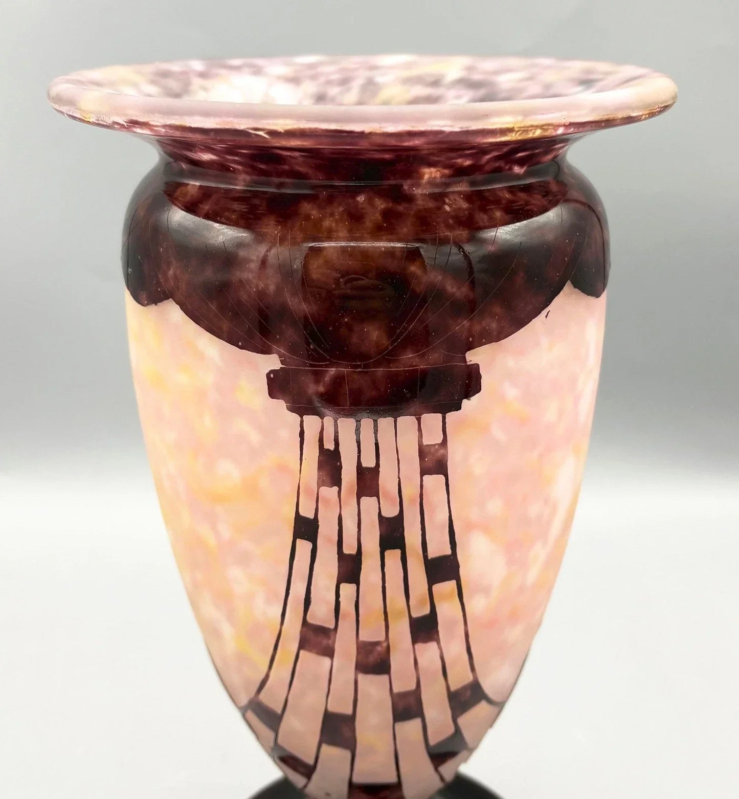 VASE PATE DE VERRE ART DECO "COLLIERS" SCHNEIDER LE VERRE FRANCAIS 1930