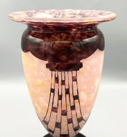 VASE PATE DE VERRE ART DECO "COLLIERS" SCHNEIDER LE VERRE FRANCAIS 1930