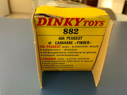 Ancien voiture  Dinky toys France 404 Peugeot et caravane Pinder