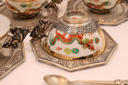 Service à thé argent porcelaine argent 1900