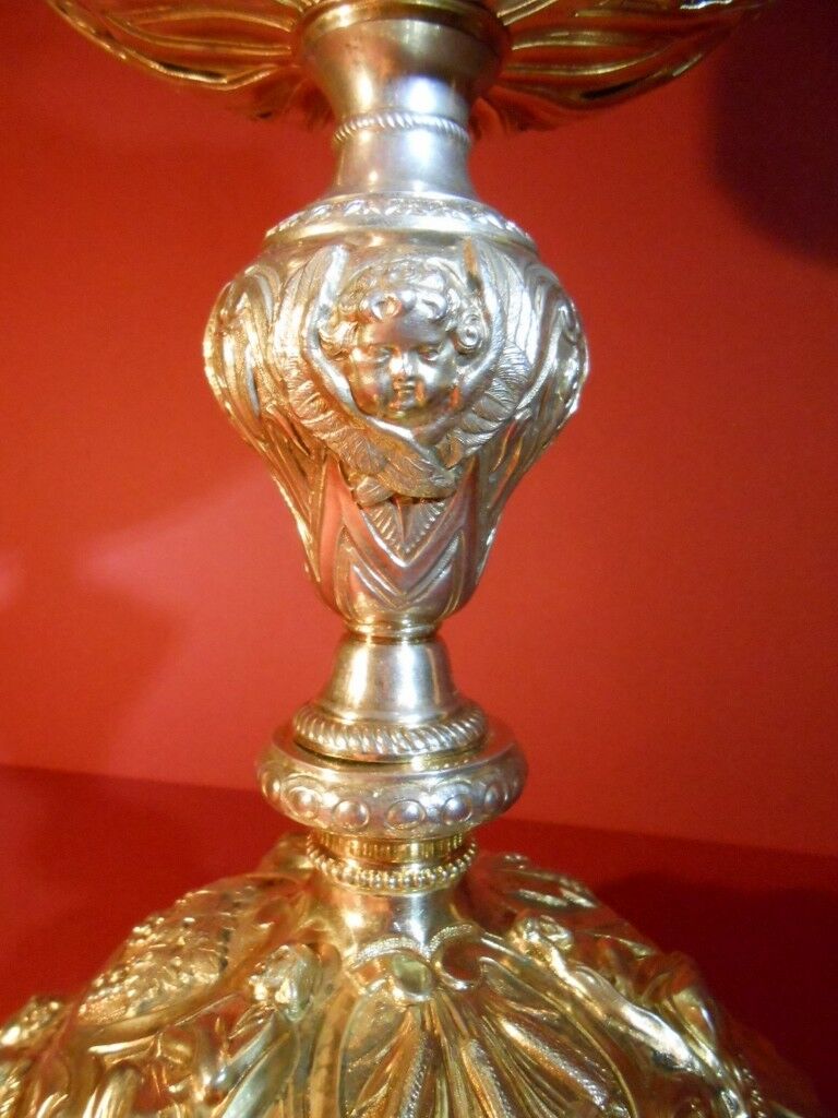 Calice catholique ciboire vermeil argent style Louis XV