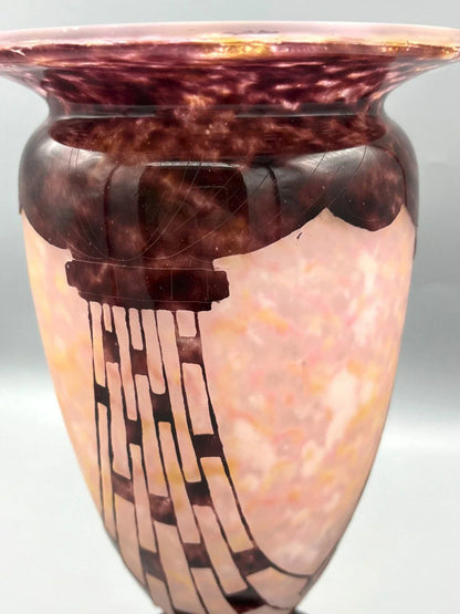VASE PATE DE VERRE ART DECO "COLLIERS" SCHNEIDER LE VERRE FRANCAIS 1930