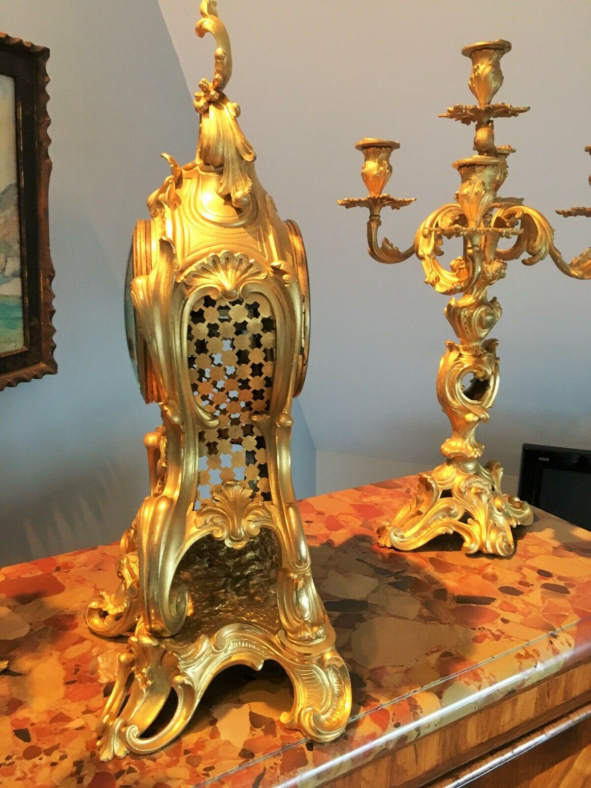 Cartel et Candélabres formant Garniture de Cheminée ou Table Louis XV Napoleon III
