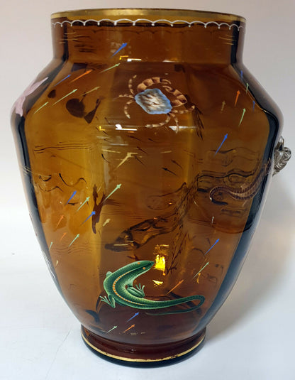 Vase cylindrique en verre émaillé