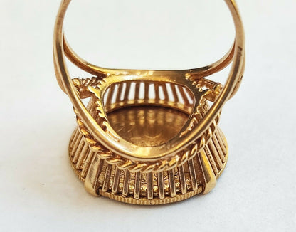 BAGUE CHEVALIÈRE OR 18 K PIECE 10 FRANCS OR NAPOLÉON III 1866