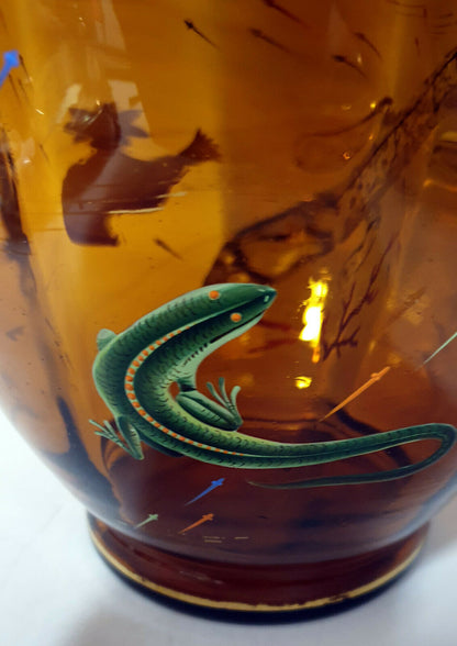 Vase cylindrique en verre émaillé