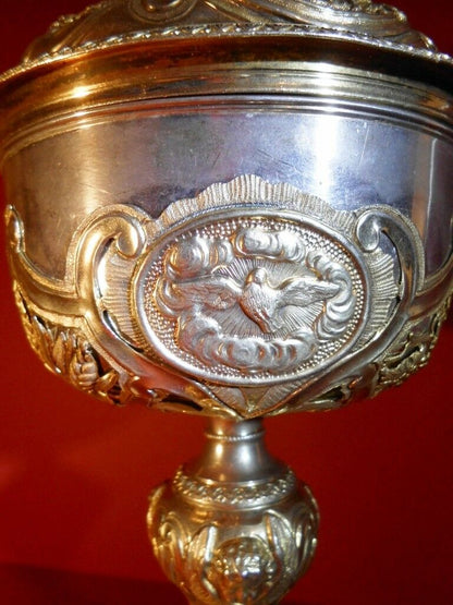 Calice catholique ciboire vermeil argent style Louis XV