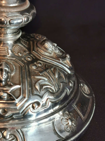 Ancien calice en argent massif et vermeil