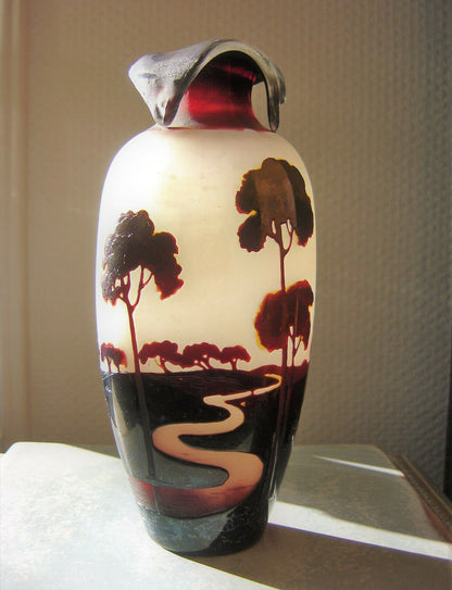 Vase Muller fluogravures art nouveau