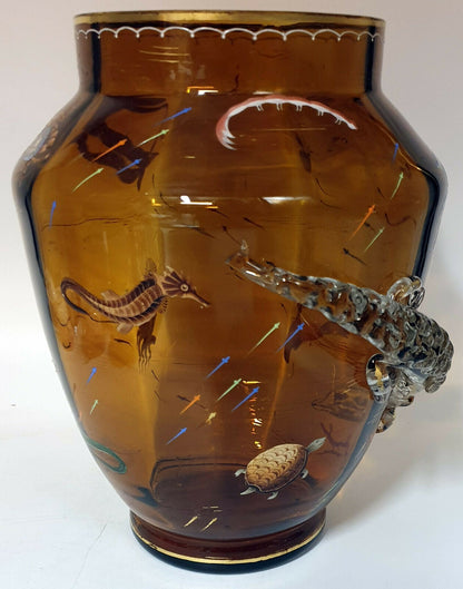 Vase cylindrique en verre émaillé