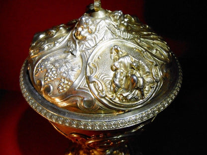 Calice catholique ciboire vermeil argent style Louis XV