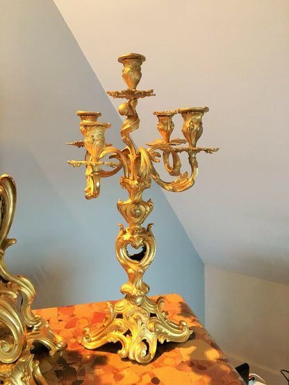 Cartel et Candélabres formant Garniture de Cheminée ou Table Louis XV Napoleon III