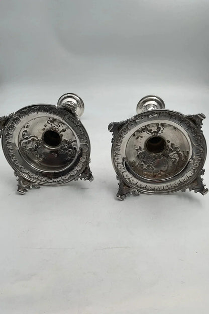 Paire de bougeoirs en argent Allemand