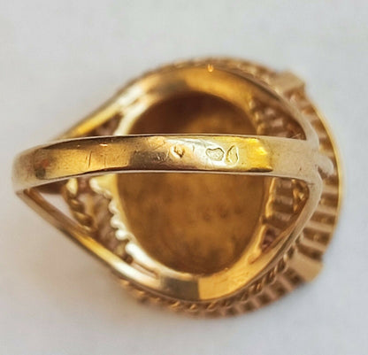 BAGUE CHEVALIÈRE OR 18 K PIECE 10 FRANCS OR NAPOLÉON III 1866