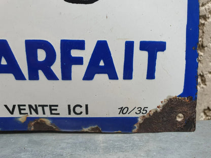 Plaque émaillée originale La Poule au Pot Blanche 1935