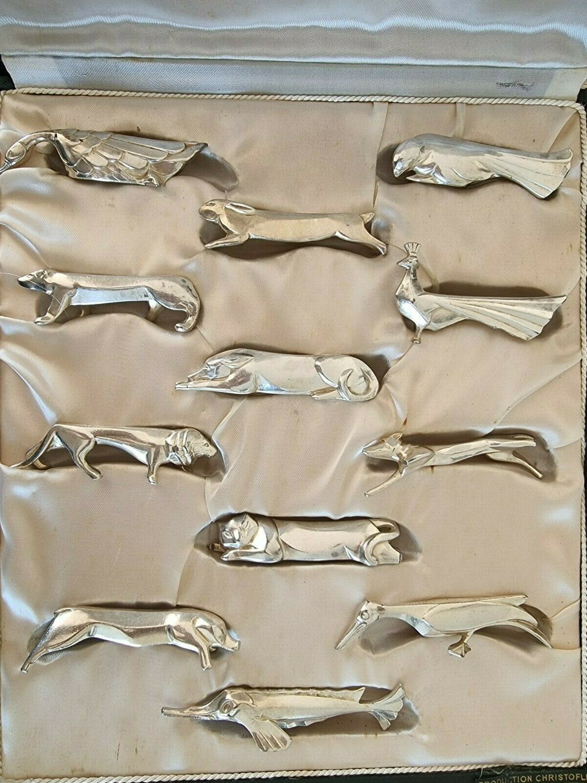 Ensemble de 12 porte-couteaux Christofle Gallia en métal argenté
